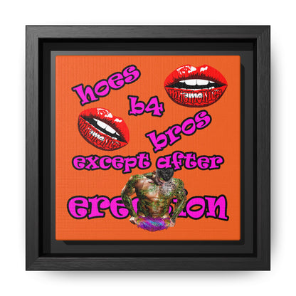hoes b4 bros - framed canvas art (orange)