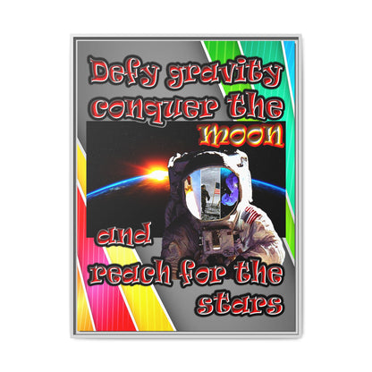 defy conquer reach - framed canvas art (rainbow split)