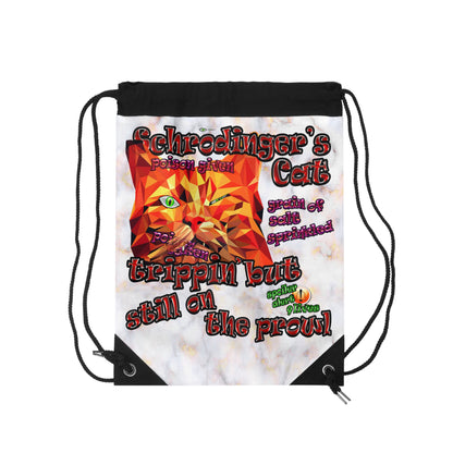 schrodinger's cat - Drawstring Bag (white marble)