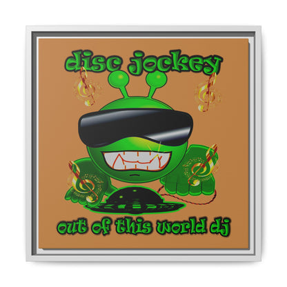 disc jockey - framed canvas art (light brown)