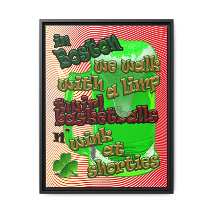 celtics logo - framed canvas art (yellow-orange wave)