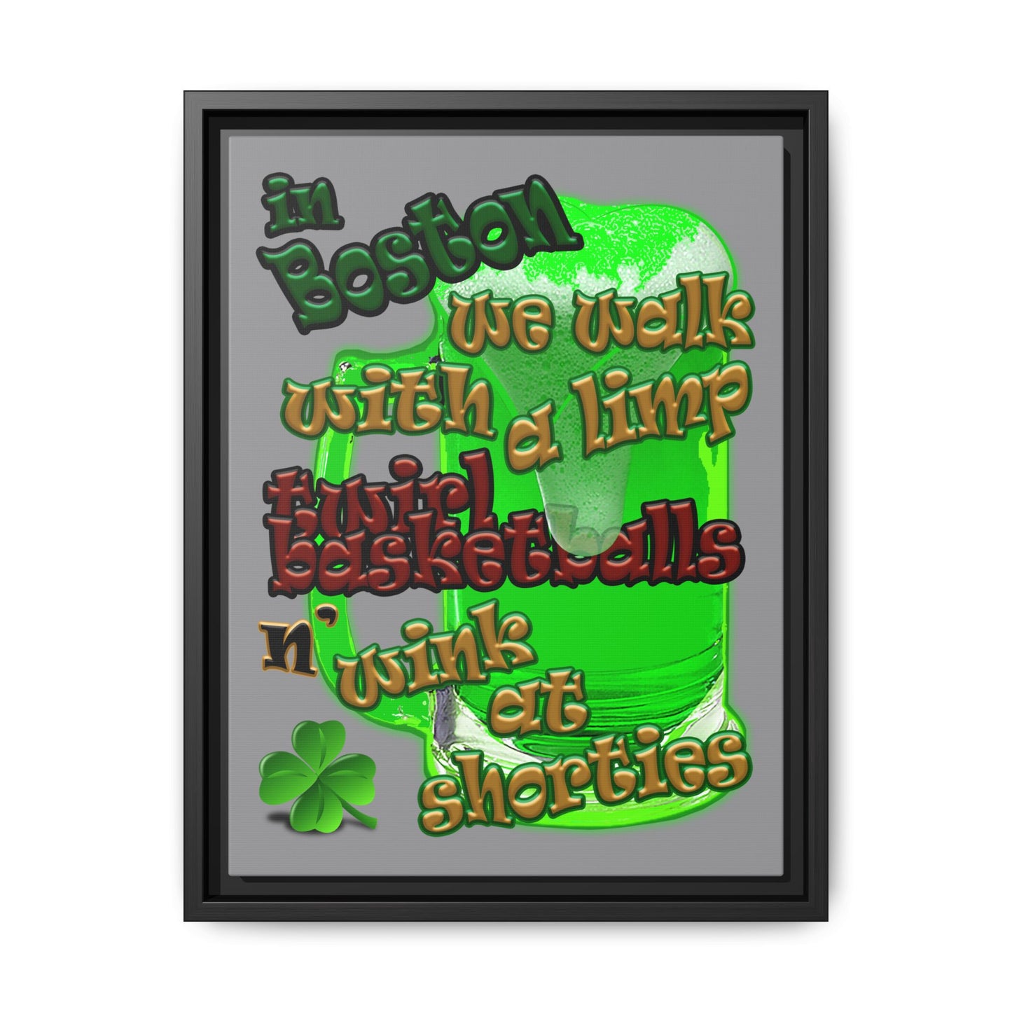 celtics logo - framed canvas art (grey)