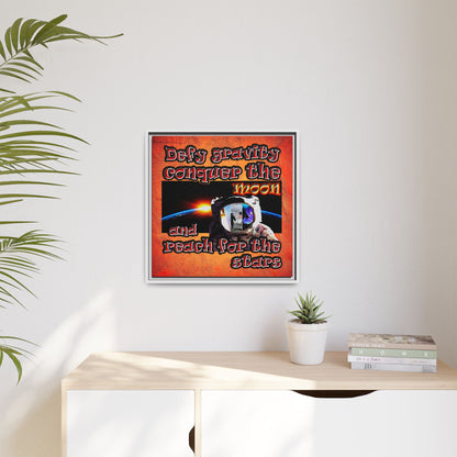 defy conquer reach - framed canvas art (burnt orange)