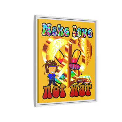 love peace - framed canvas art (yellow)