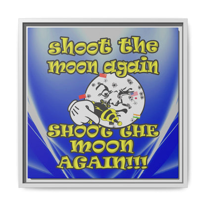 shoot the moon again - framed canvas art (blue-white wave)