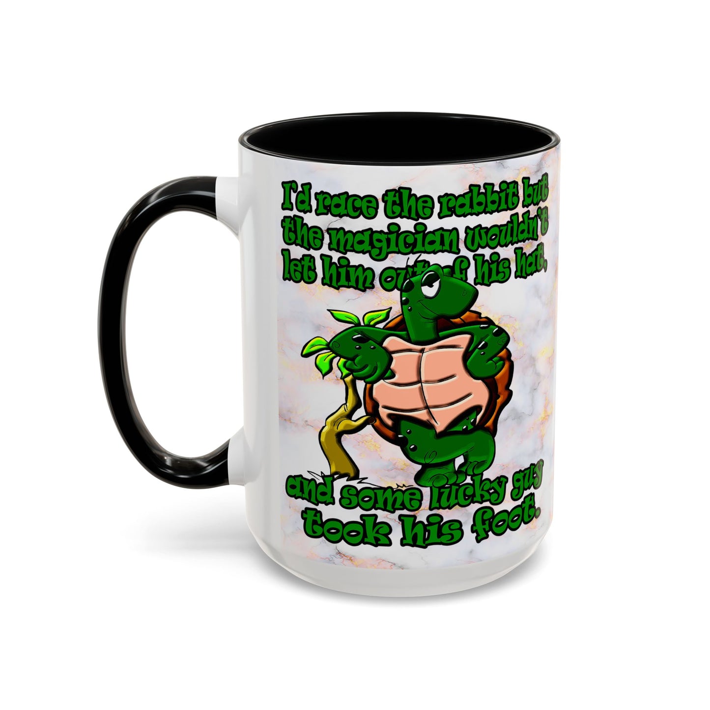turtle race - Accent Mug (white marble)
