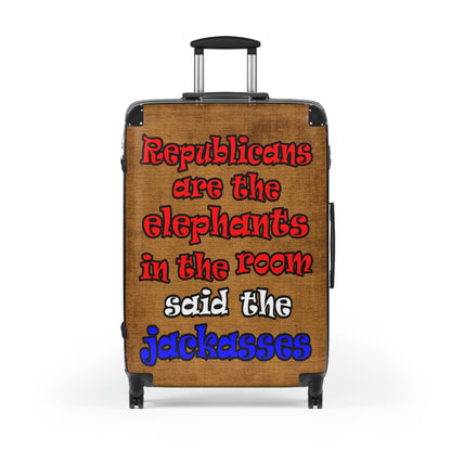 donkeys and elephants - Suitcase (brown papyrus)