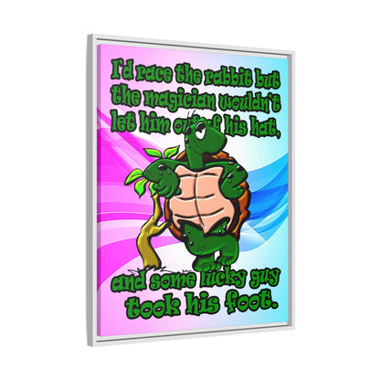 turtle race - framed canvas art (light blue-pink wave)