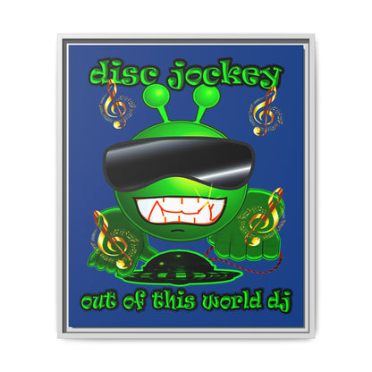 disc jockey - framed canvas art (dark blue)