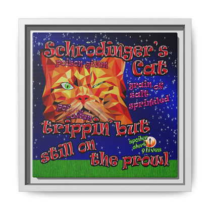schrodinger's cat - framed canvas art ('snoops' background)