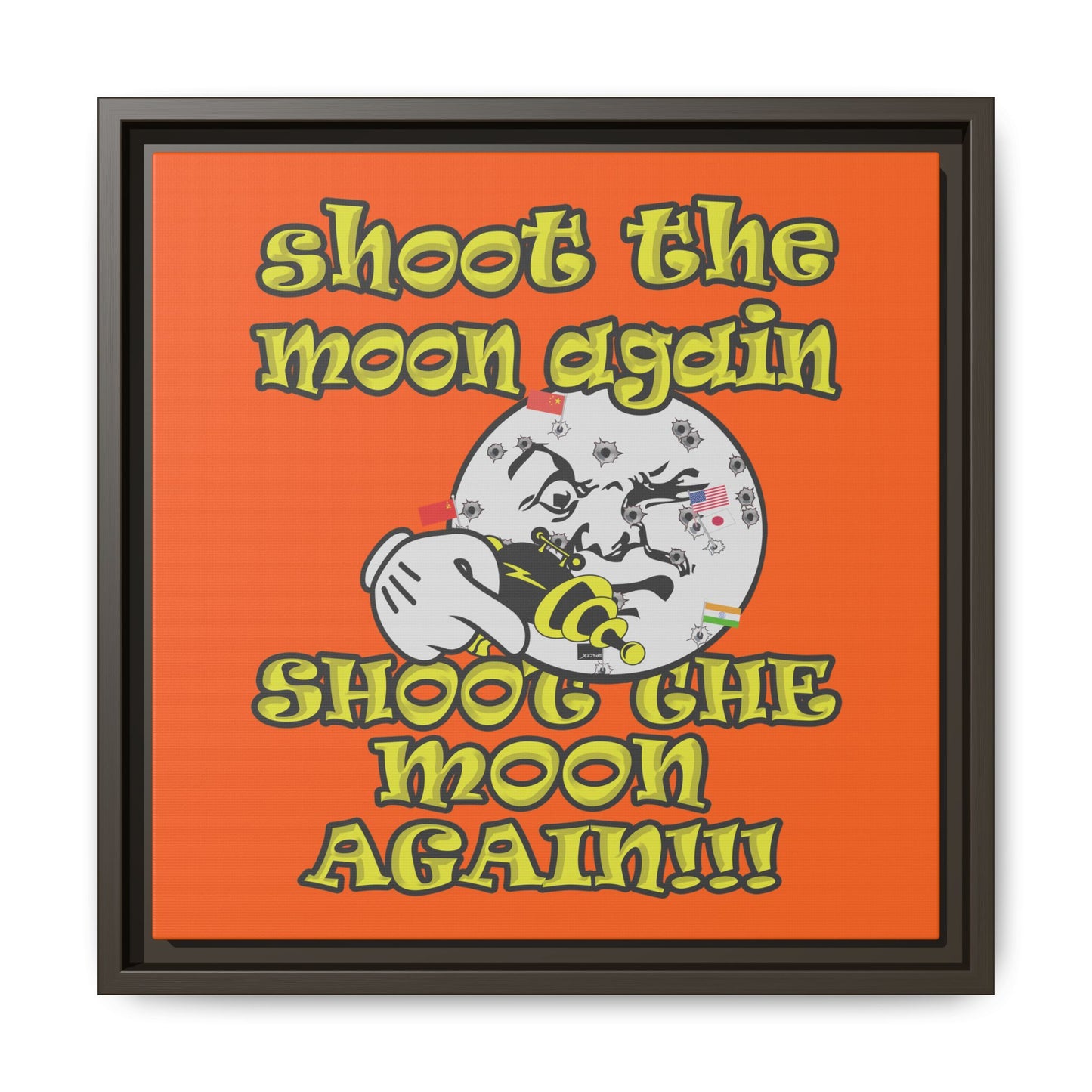 shoot the moon again - framed canvas art (orange)
