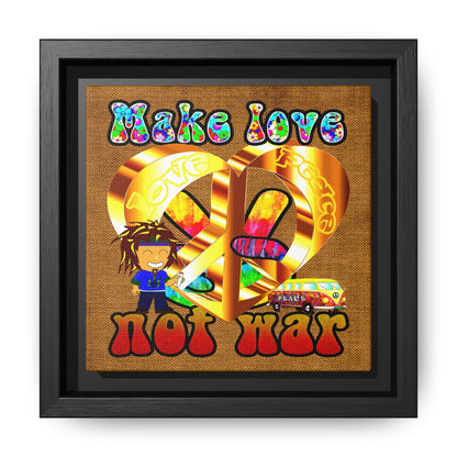 love peace - framed canvas art (brown papyrus)