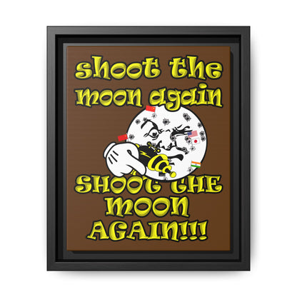 shoot the moon again - framed canvas art (brown)