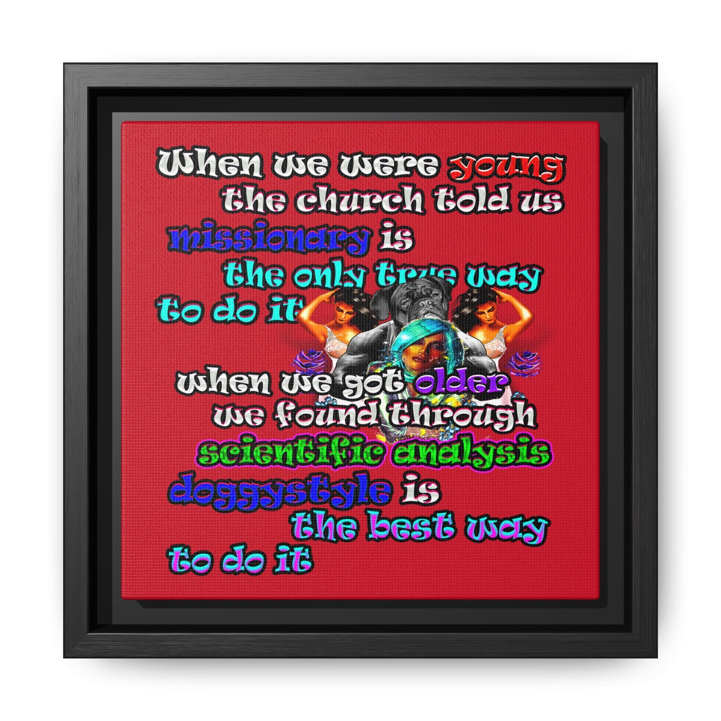 doggystyle - framed canvas art (dark red)