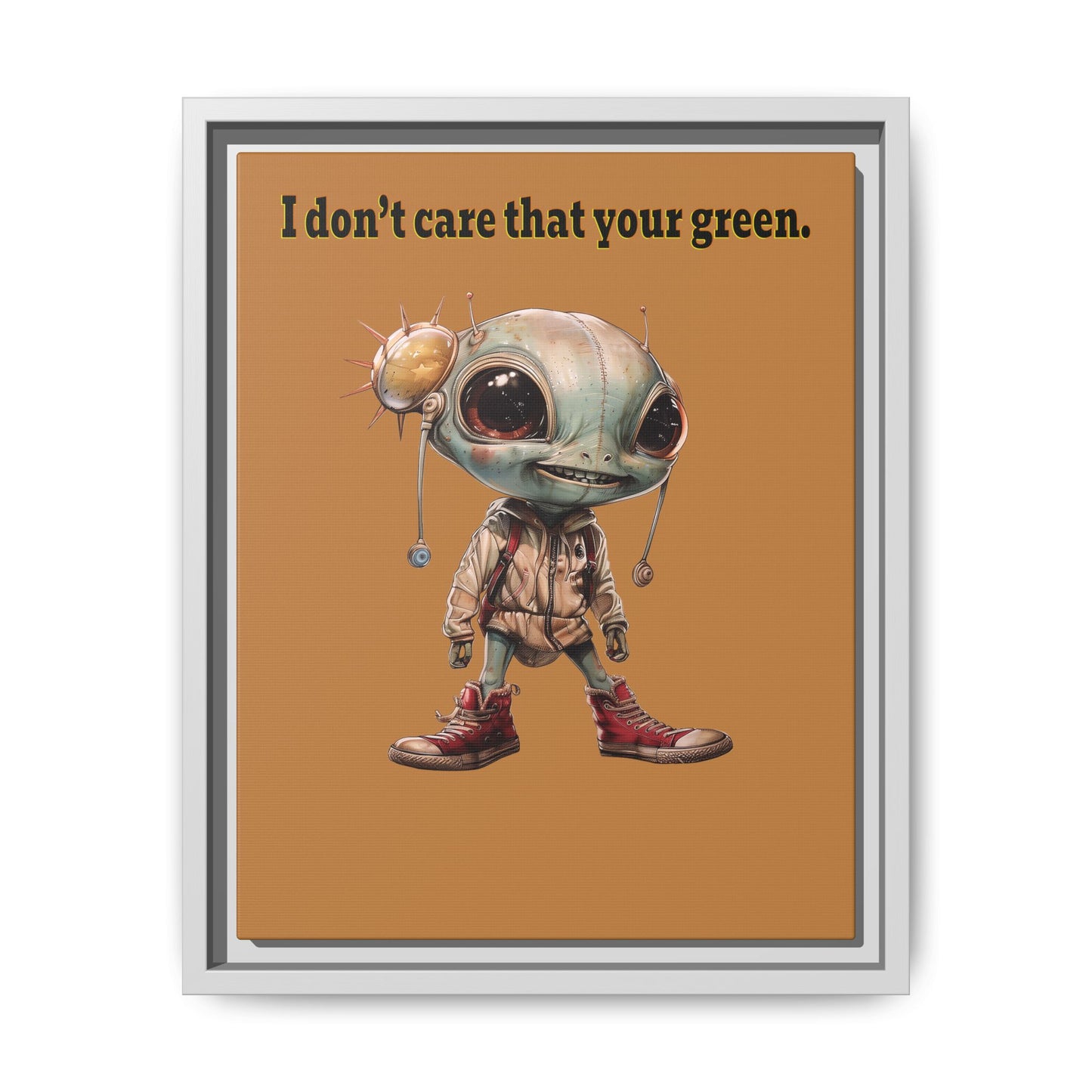 I don't care that your green - framed canvas art (light brown)