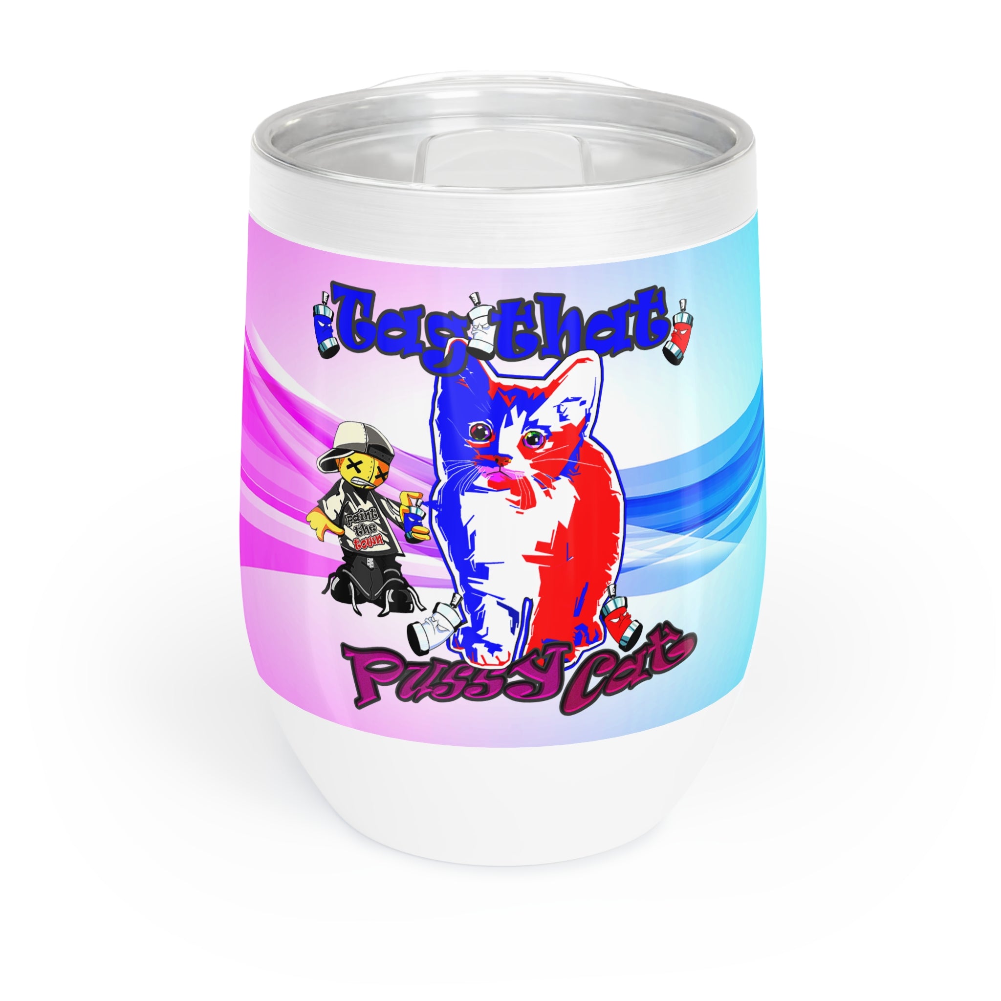 tag that - Chill Wine Tumbler (light blue-pink wave)