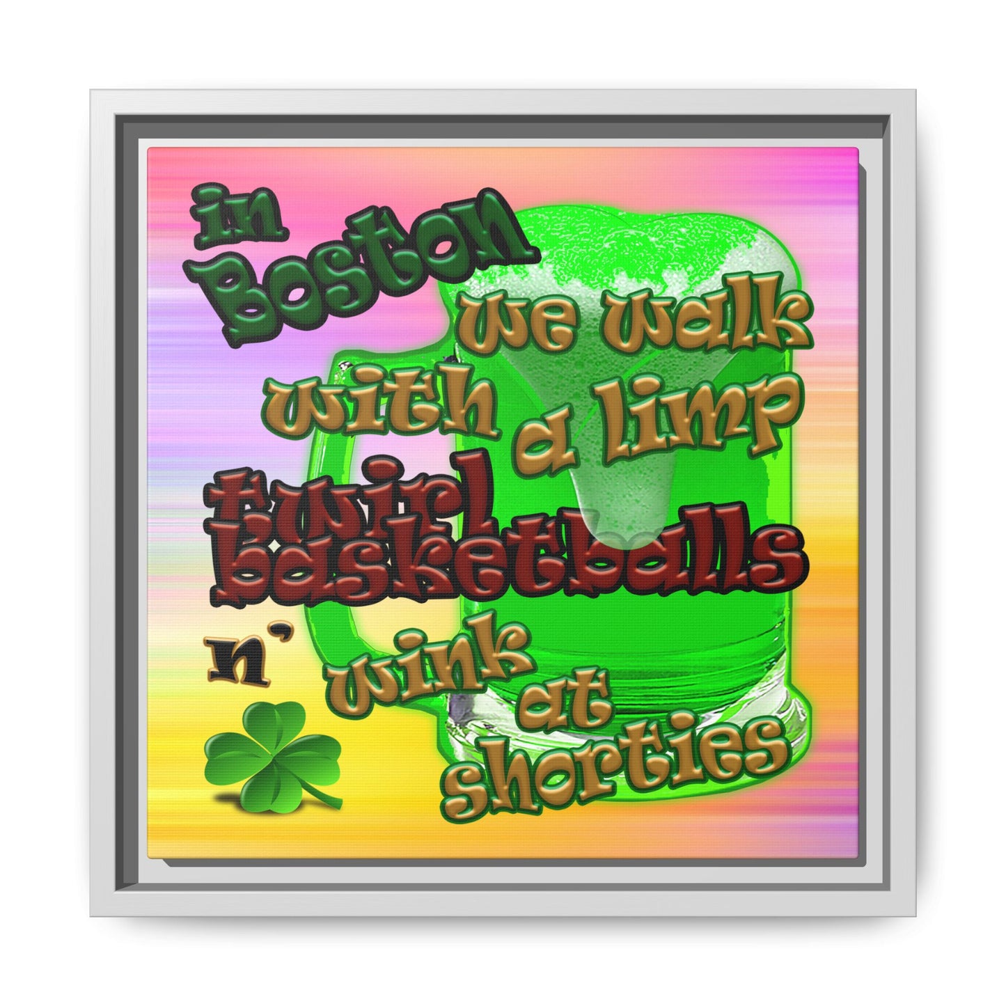 celtics logo - framed canvas art (color blur)