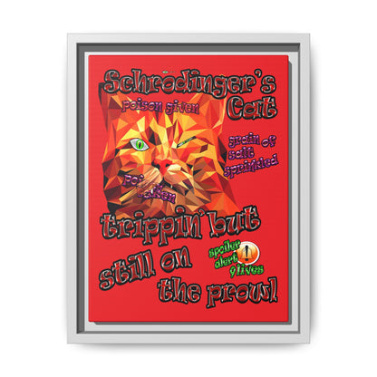 schrodinger's cat - framed canvas art (red)