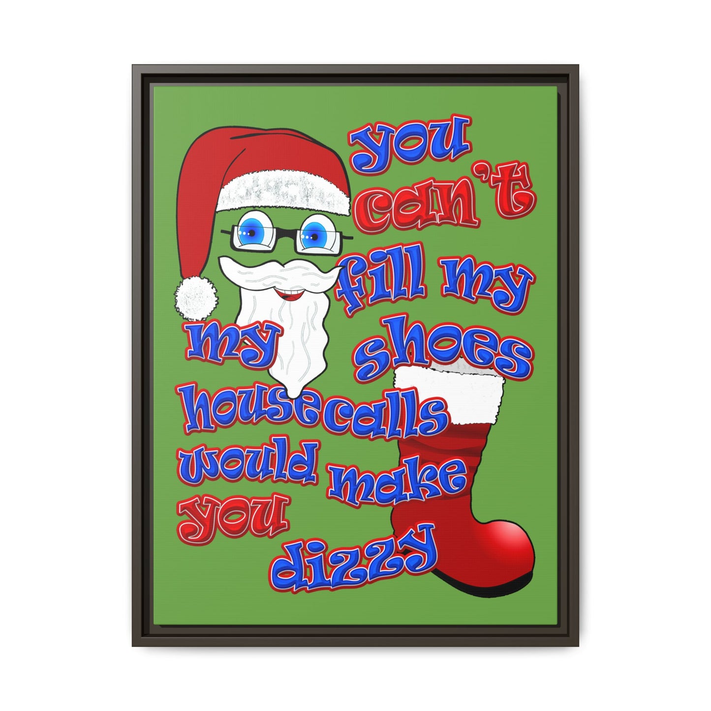 santa's shoes - framed canvas art (green)