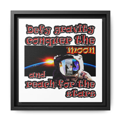 defy conquer reach - framed canvas art (white)