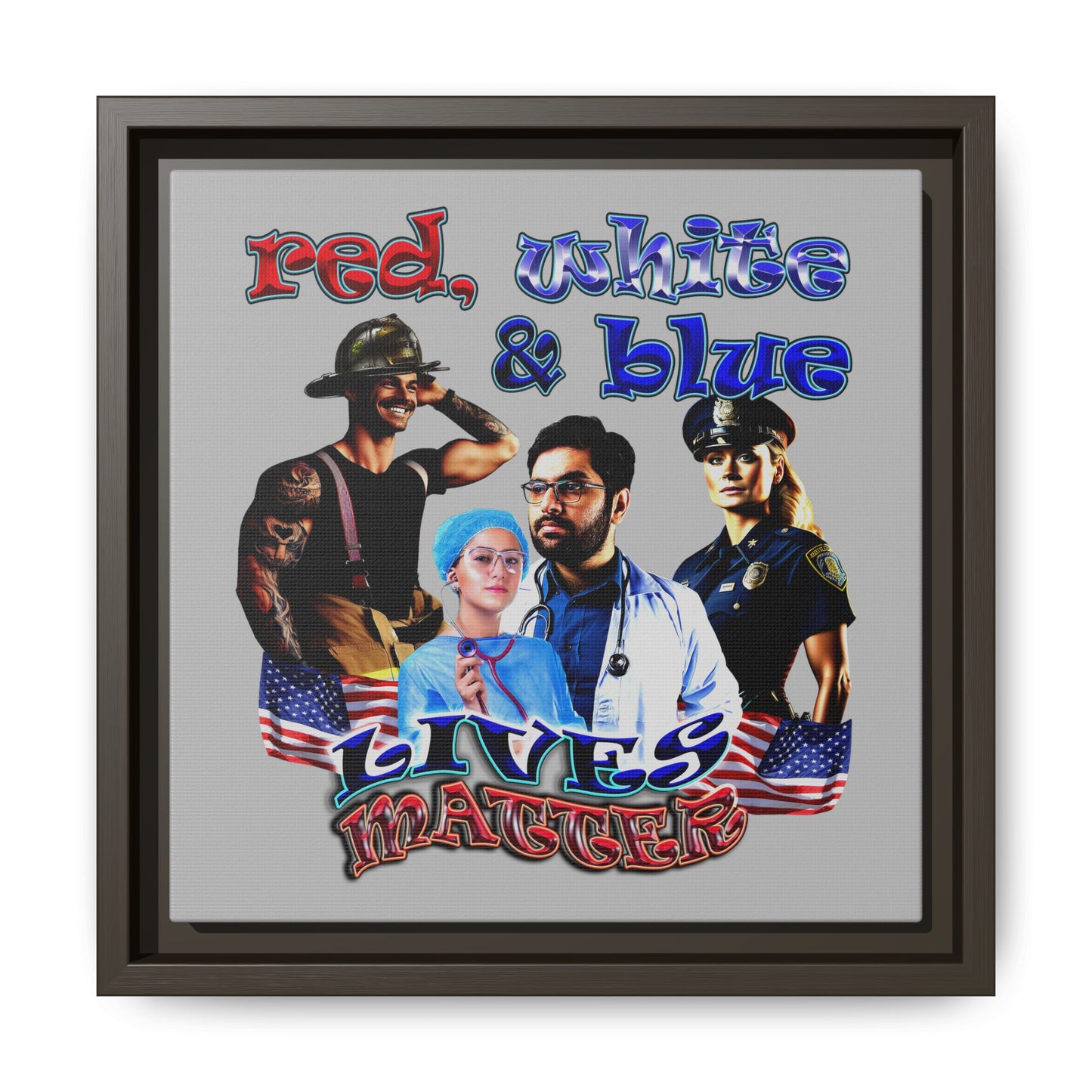 rw&b lives matter - framed canvas art (light grey)