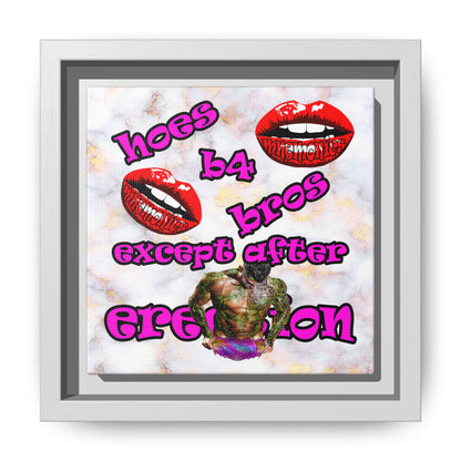 hoes b4 bros - framed canvas art (white marble)