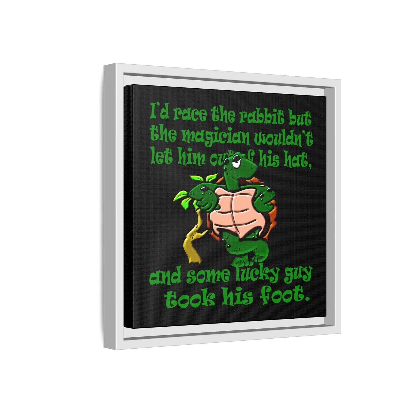 turtle race - framed canvas art (black)