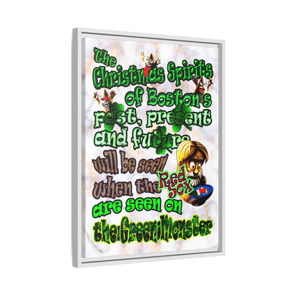christmas spirits of boston - framed canvas art (white marble)