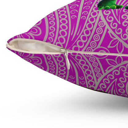 I don't care that your grey - Spun Polyester Square Pillow - (pink swirl)