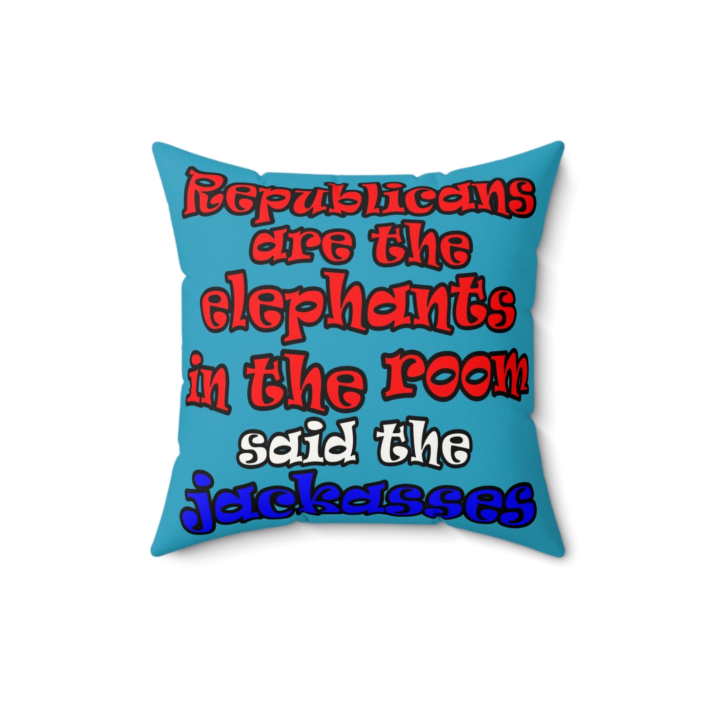 donkeys and elephants - Faux Suede Square Pillow - (turquoise)