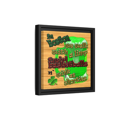 celtics logo - framed canvas art (butterscotch wood finish)
