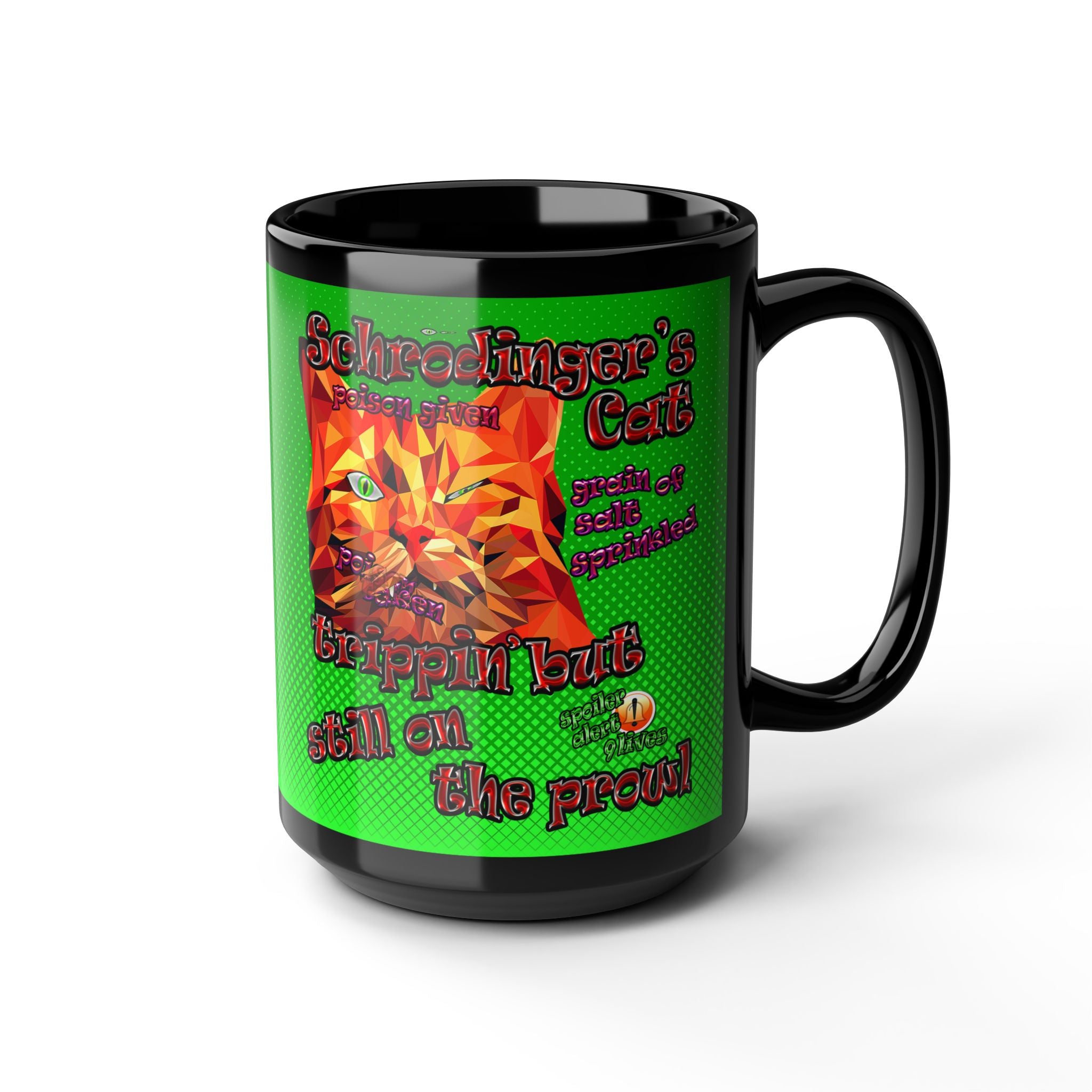 schrodinger's cat - Black Mug (logo green)