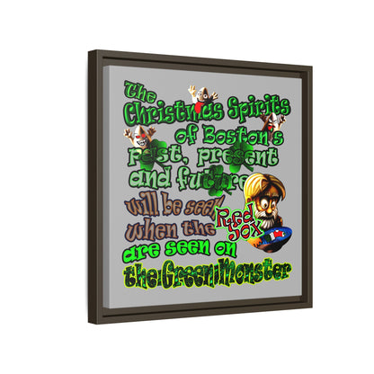 christmas spirits of boston - framed canvas art (light grey)