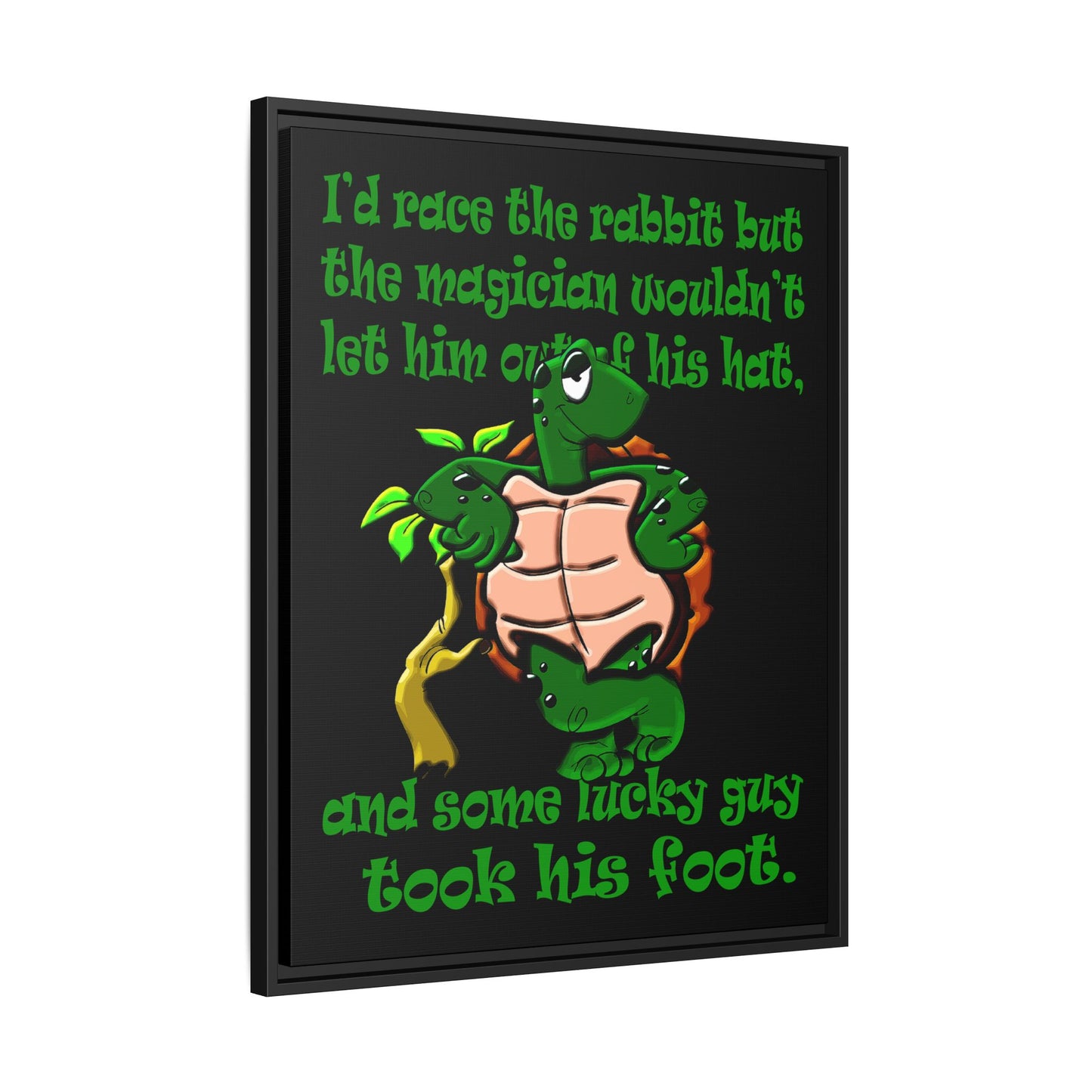 turtle race - framed canvas art (black)