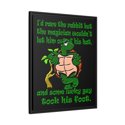 turtle race - framed canvas art (black)