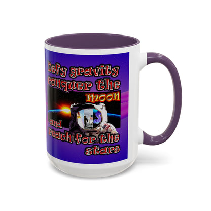 defy conquer reach - Accent Mug (purple-pink wave)