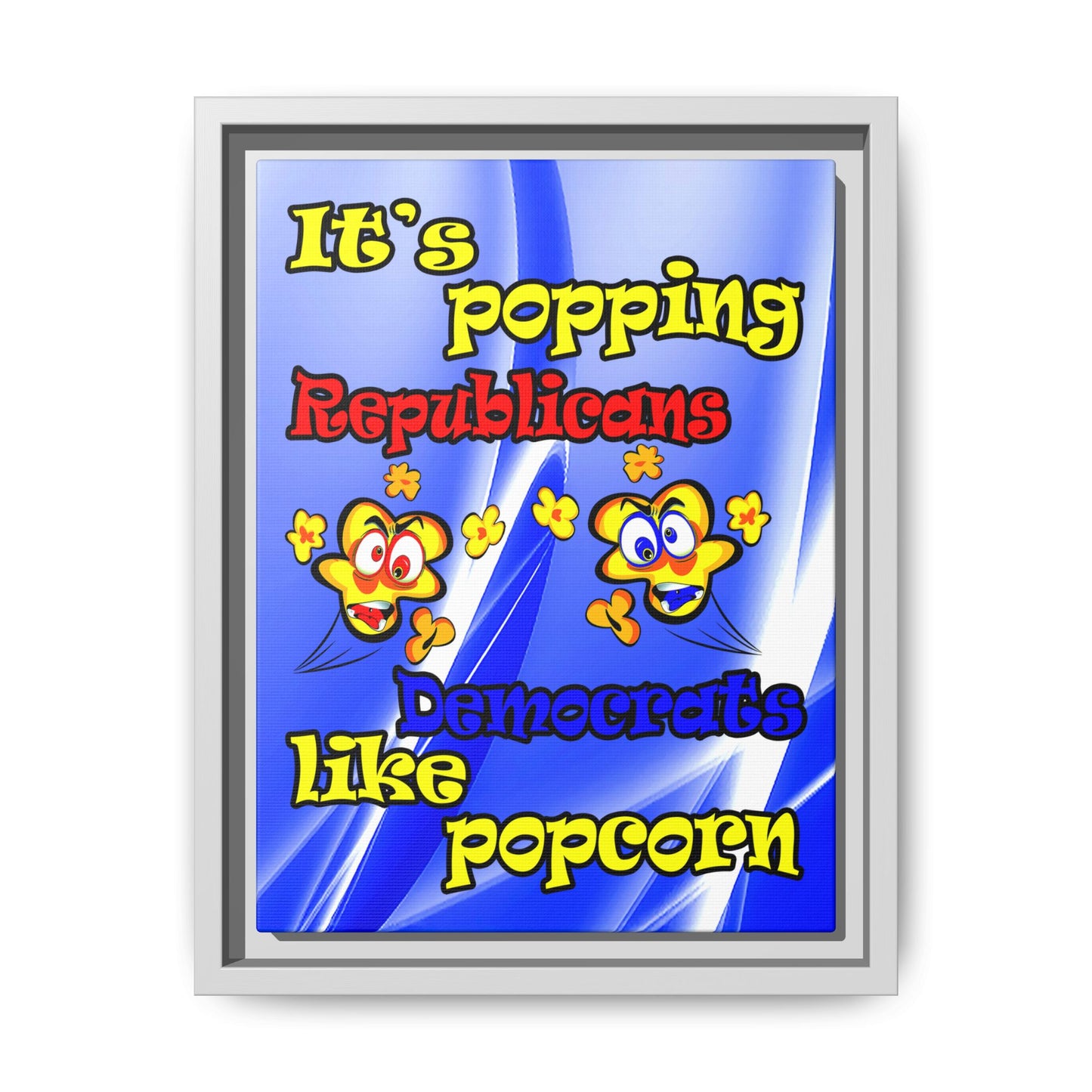 popping like popcorn - framed canvas art (blue-white wave)