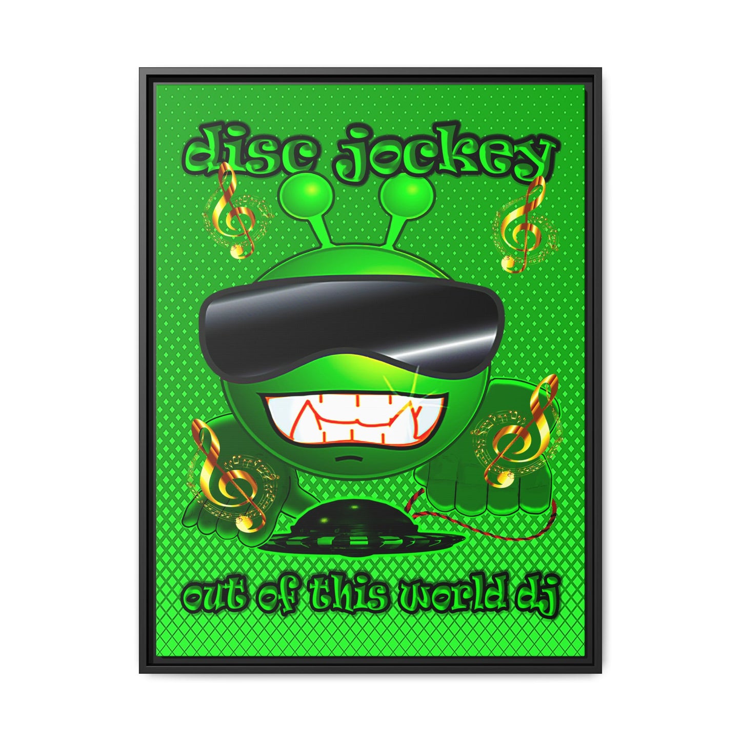 disc jockey - framed canvas art (logo green)