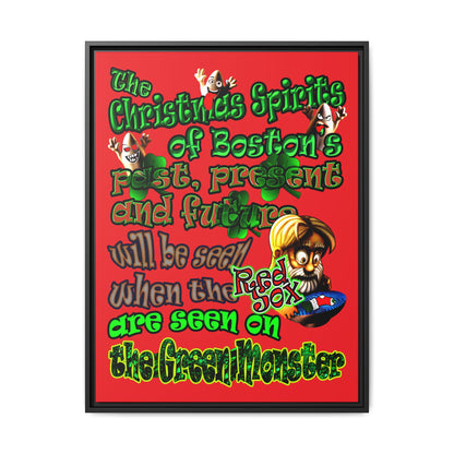 christmas spirits of boston - framed canvas art (red)