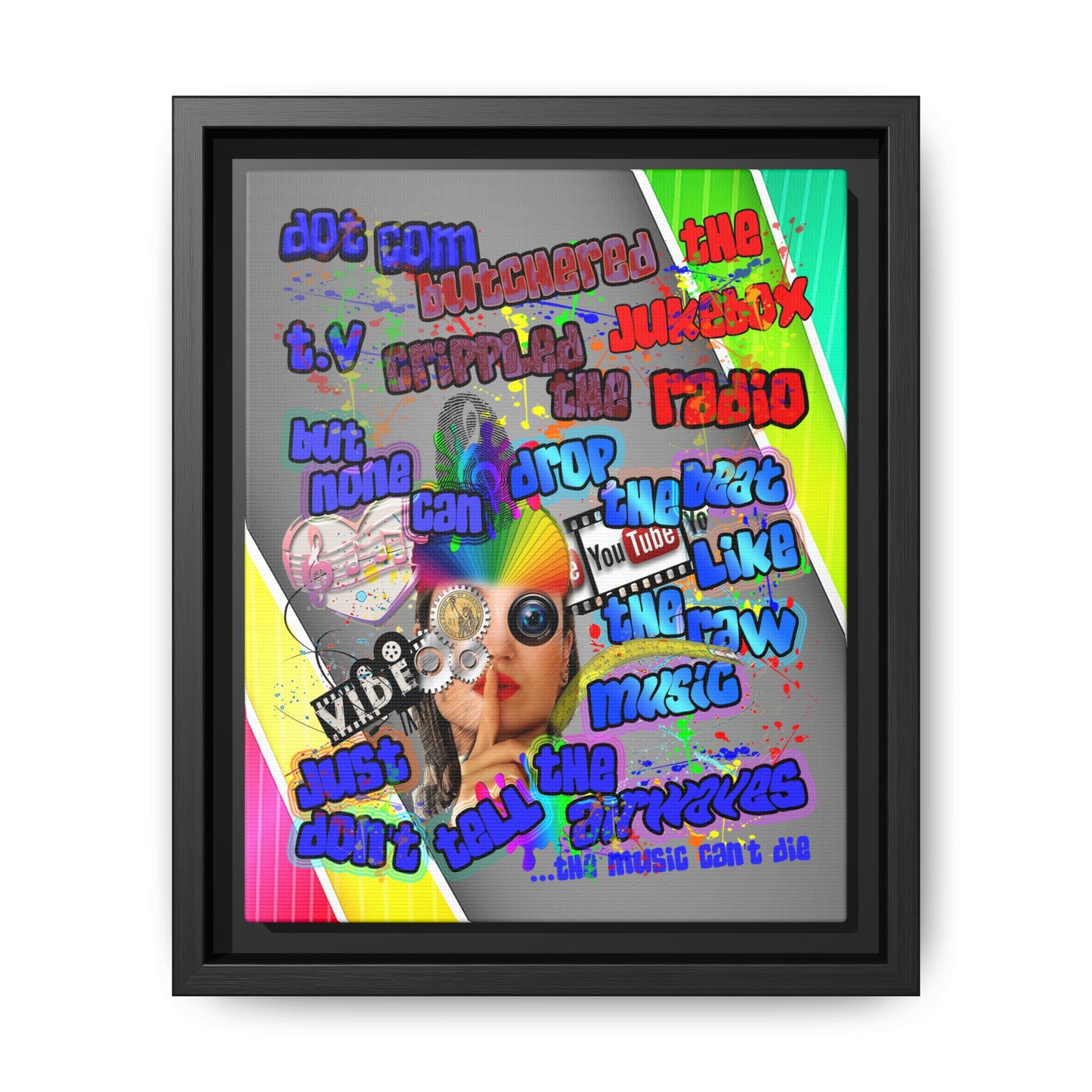 drop the beat - framed canvas art (rainbow split)