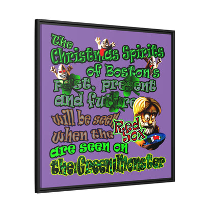 christmas spirits of boston - framed canvas art (light purple)