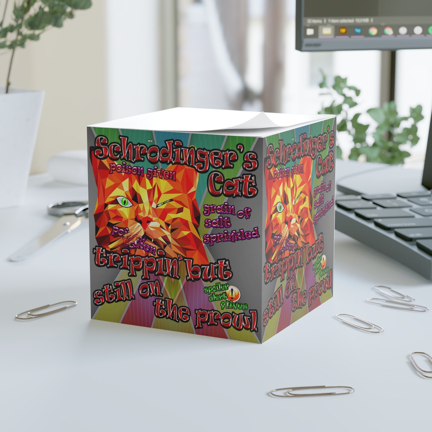 schrodinger's cat - note cube (rainbow split)