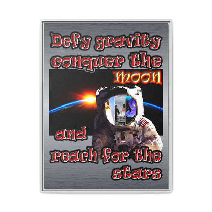 defy conquer reach - framed canvas art (brushed nickel)