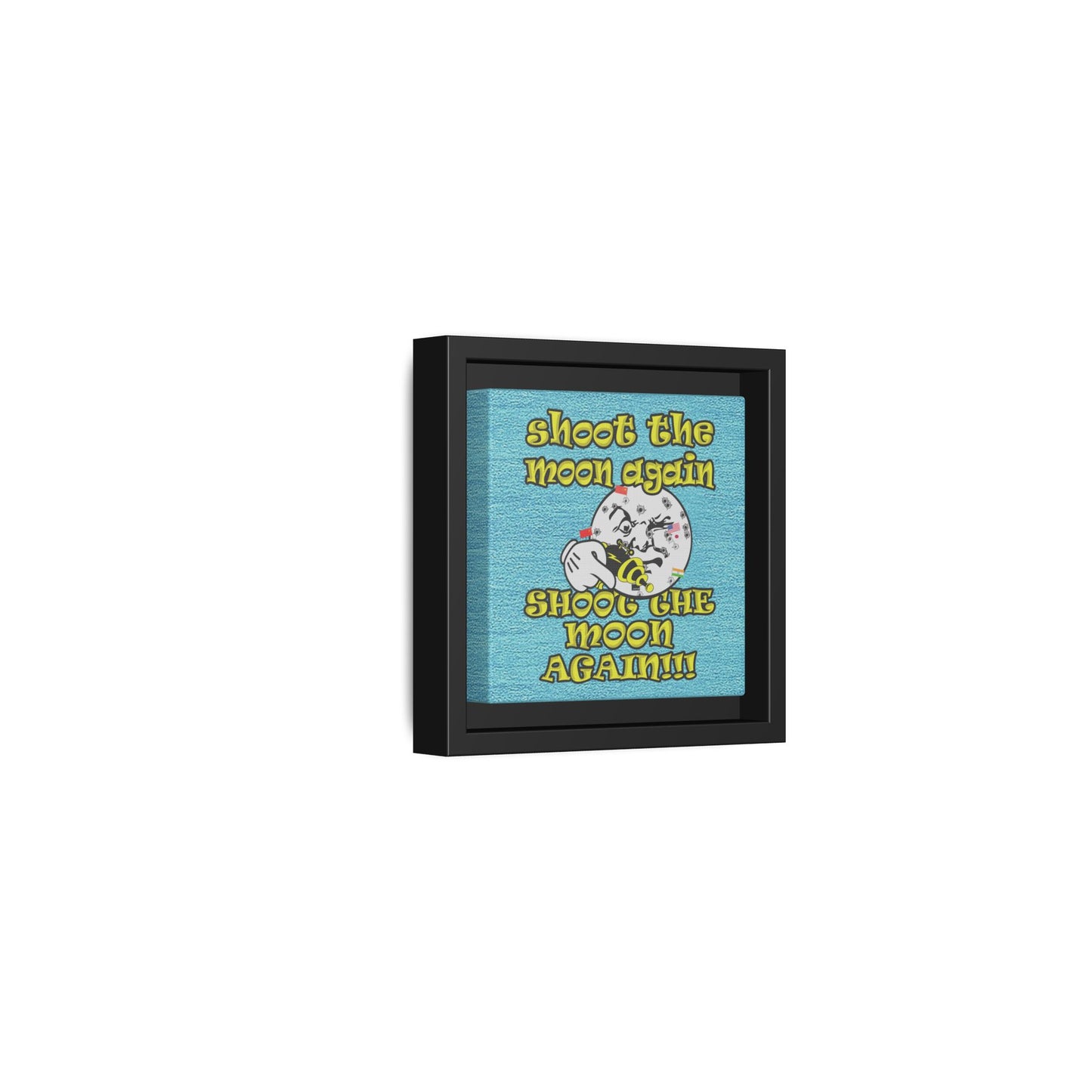 shoot the moon again - framed canvas art (faded blue)