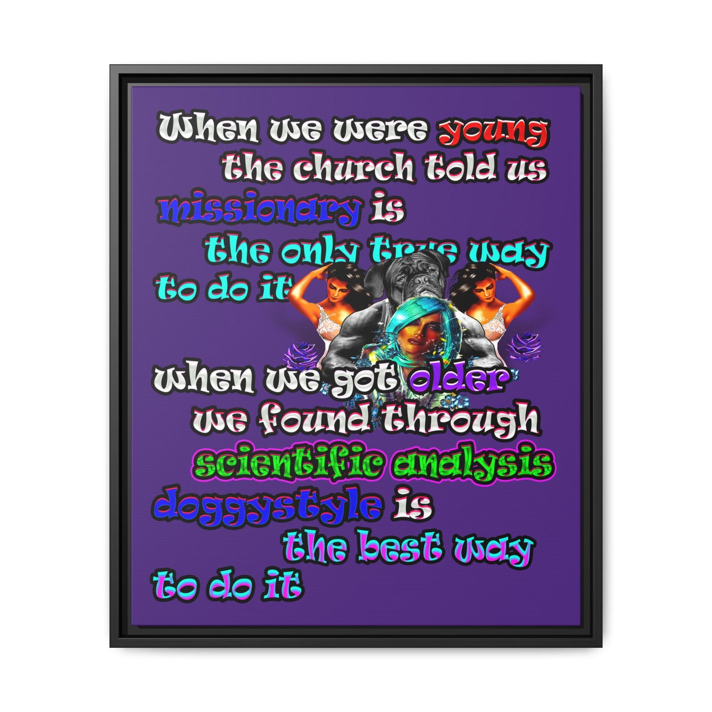 doggystyle - framed canvas art (purple)