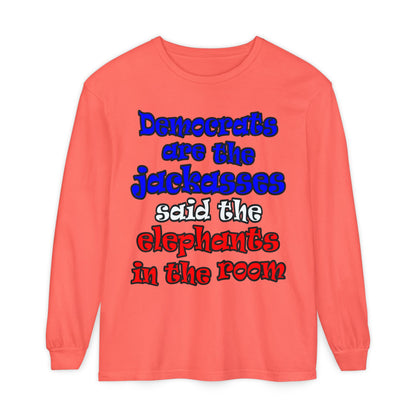 donkeys and elephants - Unisex Garment-dyed Long Sleeve T-Shirt