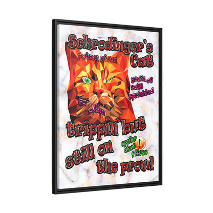 schrodinger's cat - framed canvas art (white marble)