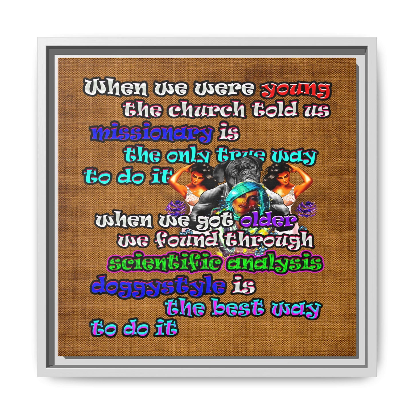 doggystyle - framed canvas art (brown papyrus)