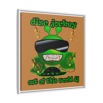 disc jockey - framed canvas art (light brown)