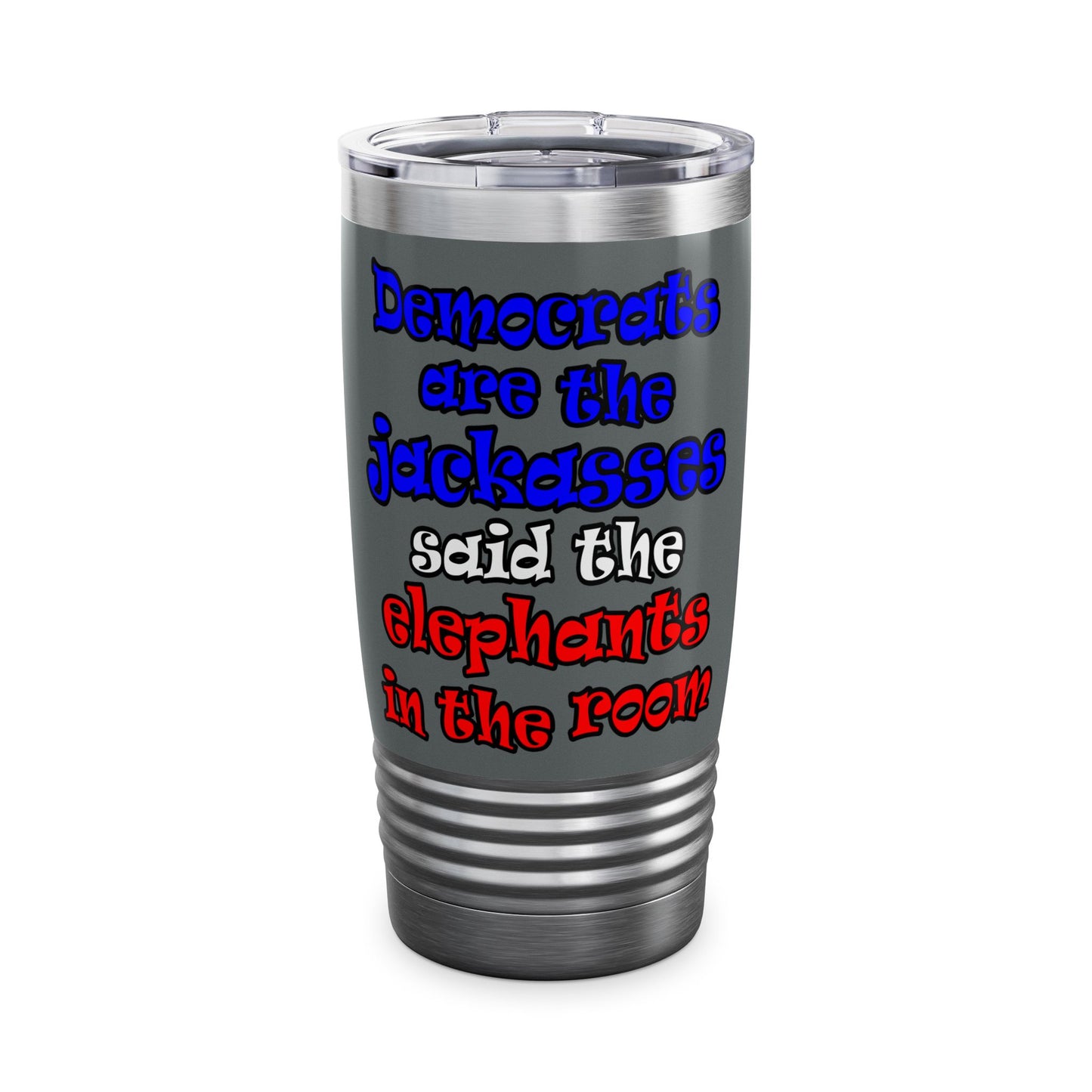 donkeys and elephants - Ringneck Tumbler, 20oz (dark grey)